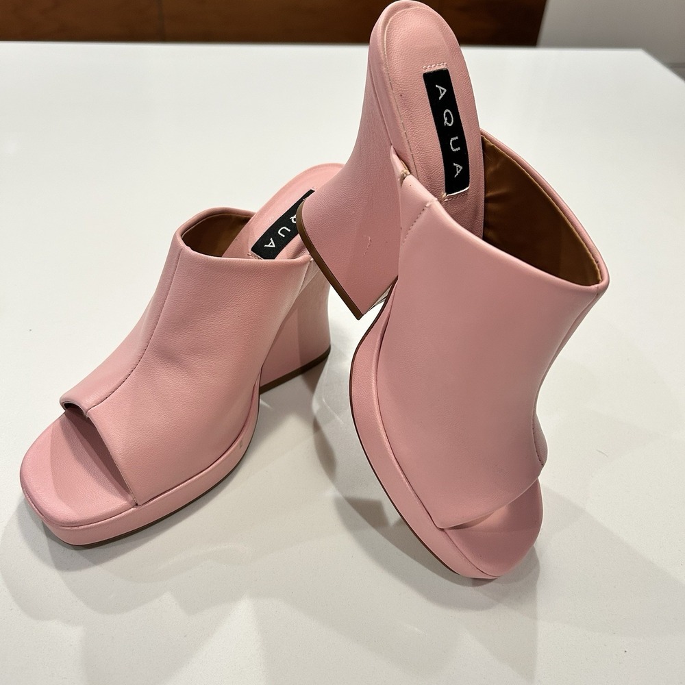Aqua Dani Platform Barbie Indie Club Sleaze High Heel Mule Sandal Shoe Pink 7M